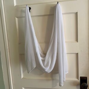 White l, sheer, shawl